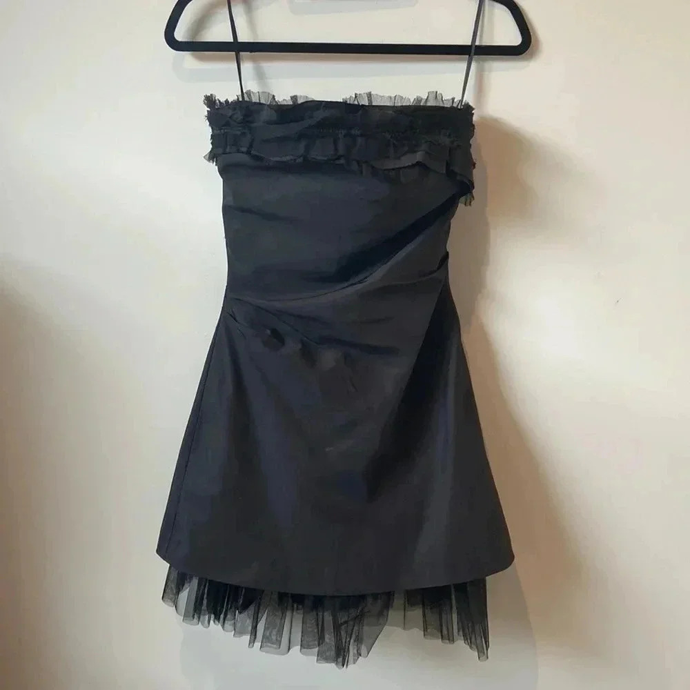 Lida Baday Evening | Black Silk Strapless Dress